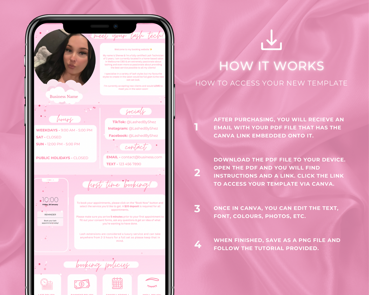 Lash Artist Square/Acuity Booking Website - Canva Template