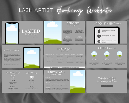 Lash Artist Square/Acuity Booking Website - Canva Template