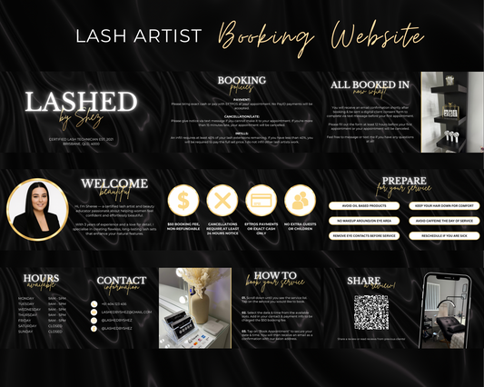 Lash Artist Square/Acuity Booking Website - Canva Template