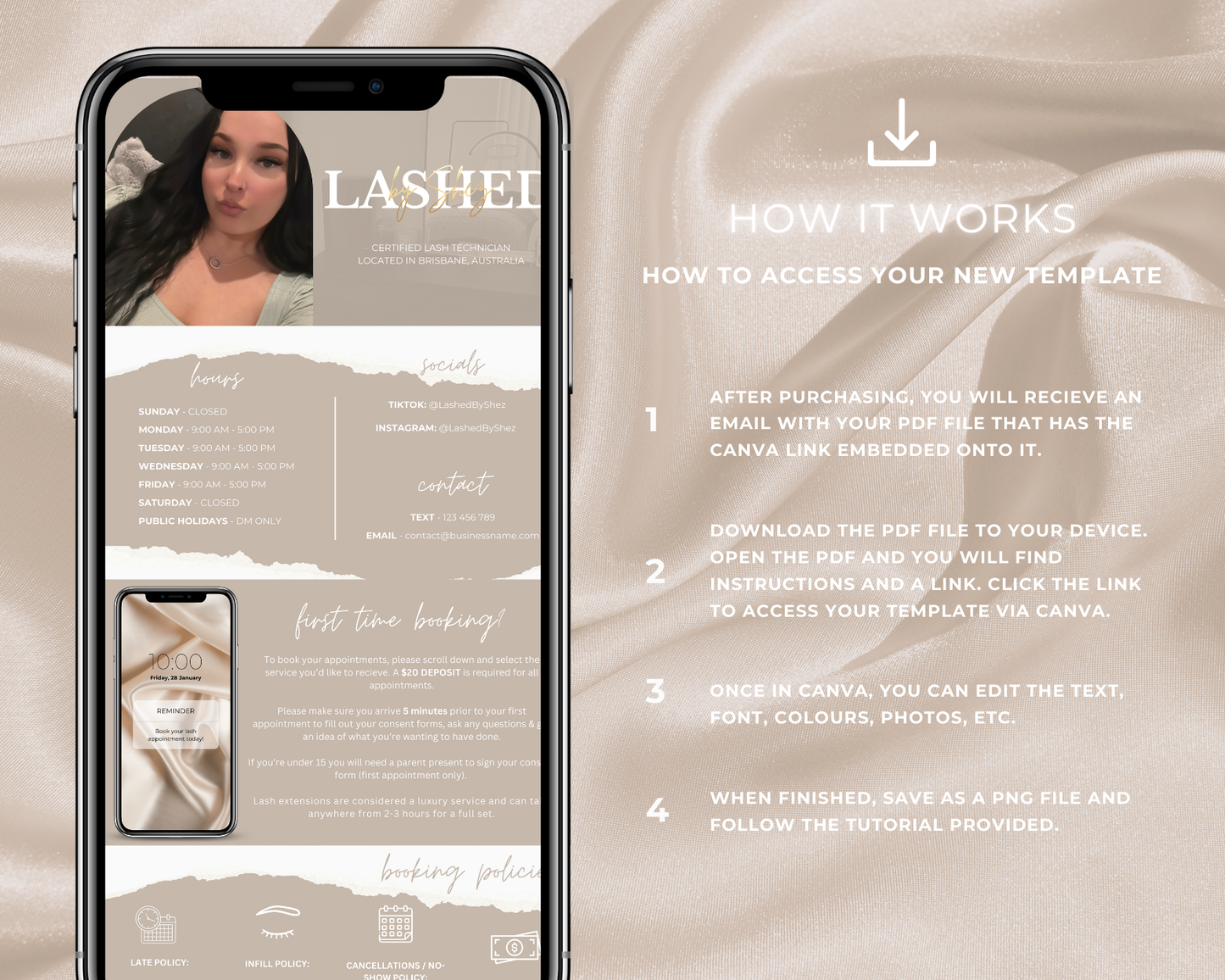 Lash Artist Square/Acuity Booking Website - Canva Template