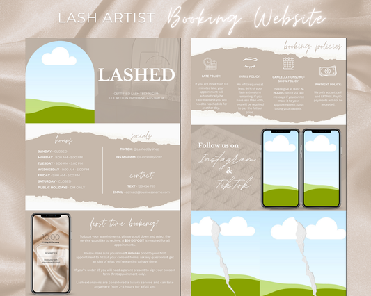 Lash Artist Square/Acuity Booking Website - Canva Template