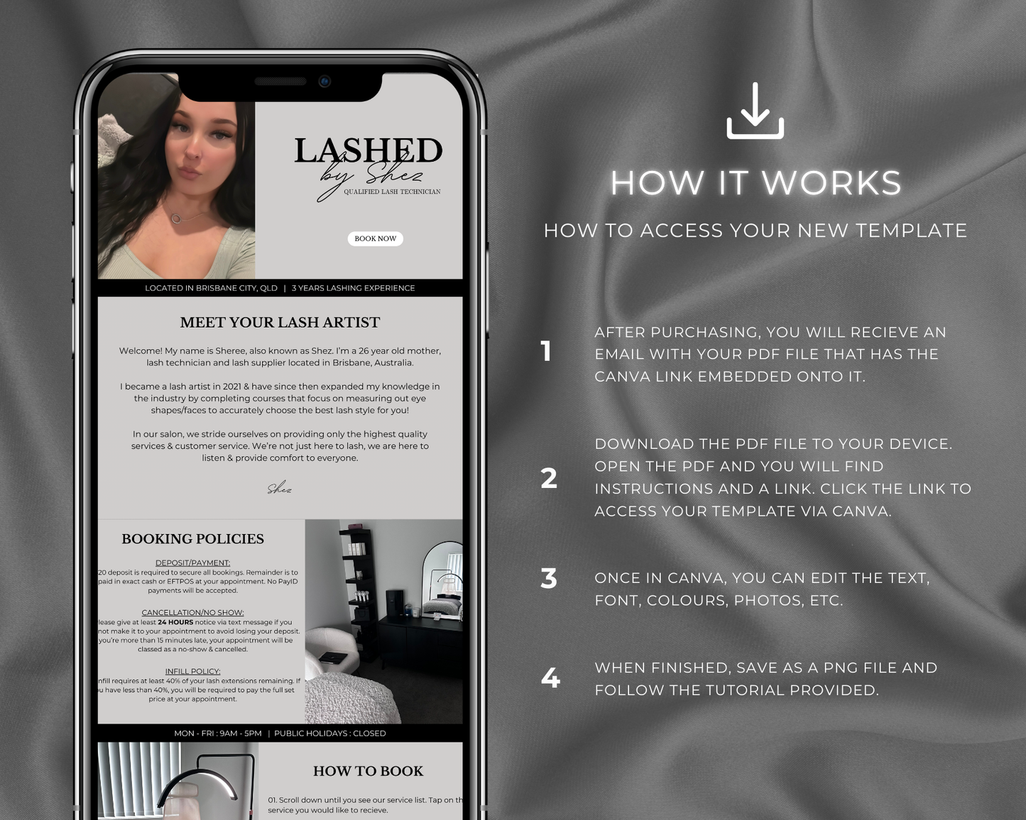 Lash Artist Square/Acuity Booking Website - Canva Template