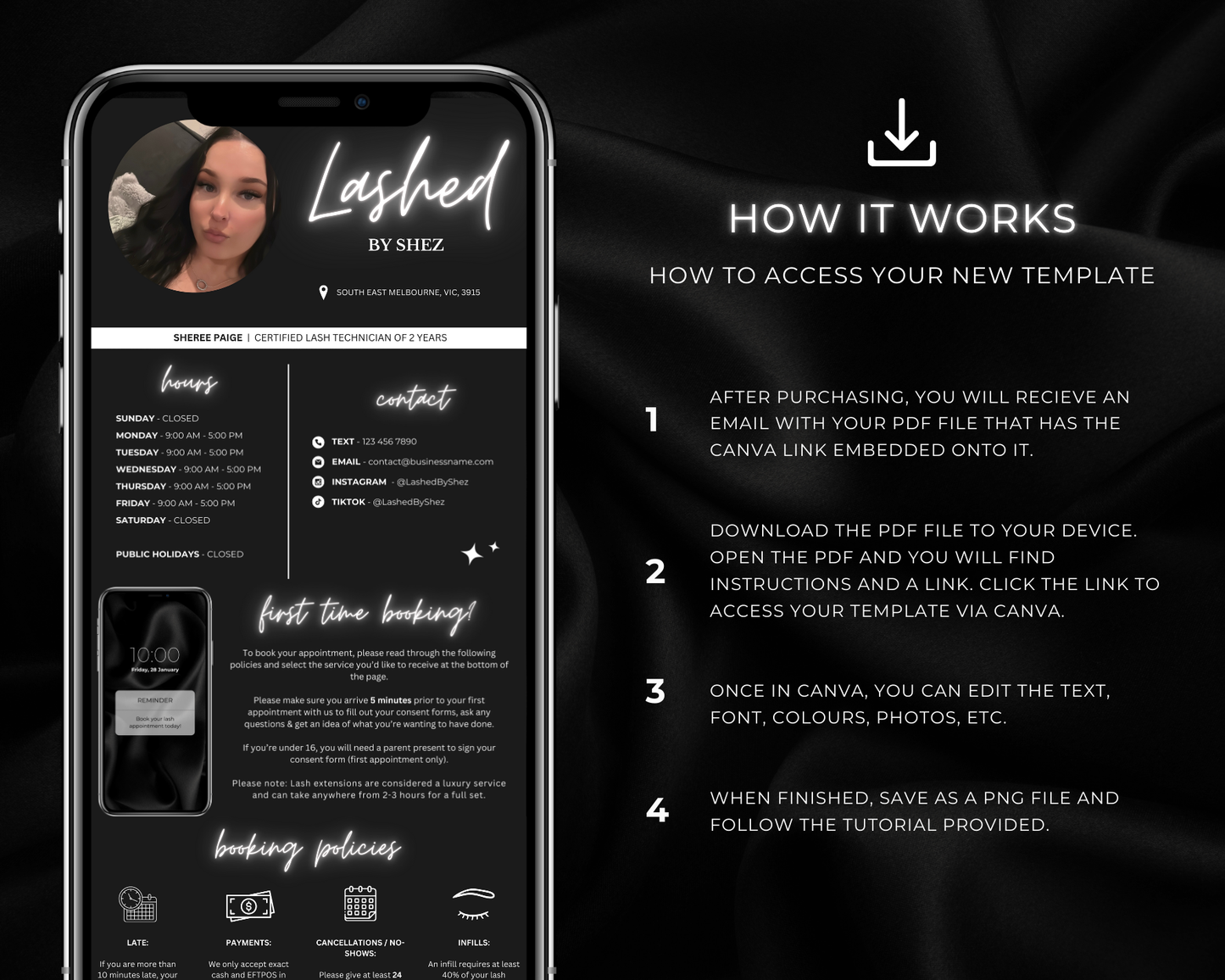 Lash Artist Square/Acuity Booking Website - Canva Template
