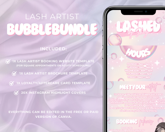 Lash Artist Bubble Bundle - Canva Templates