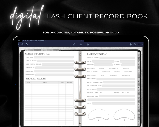DIGITAL Lash Client Record Book