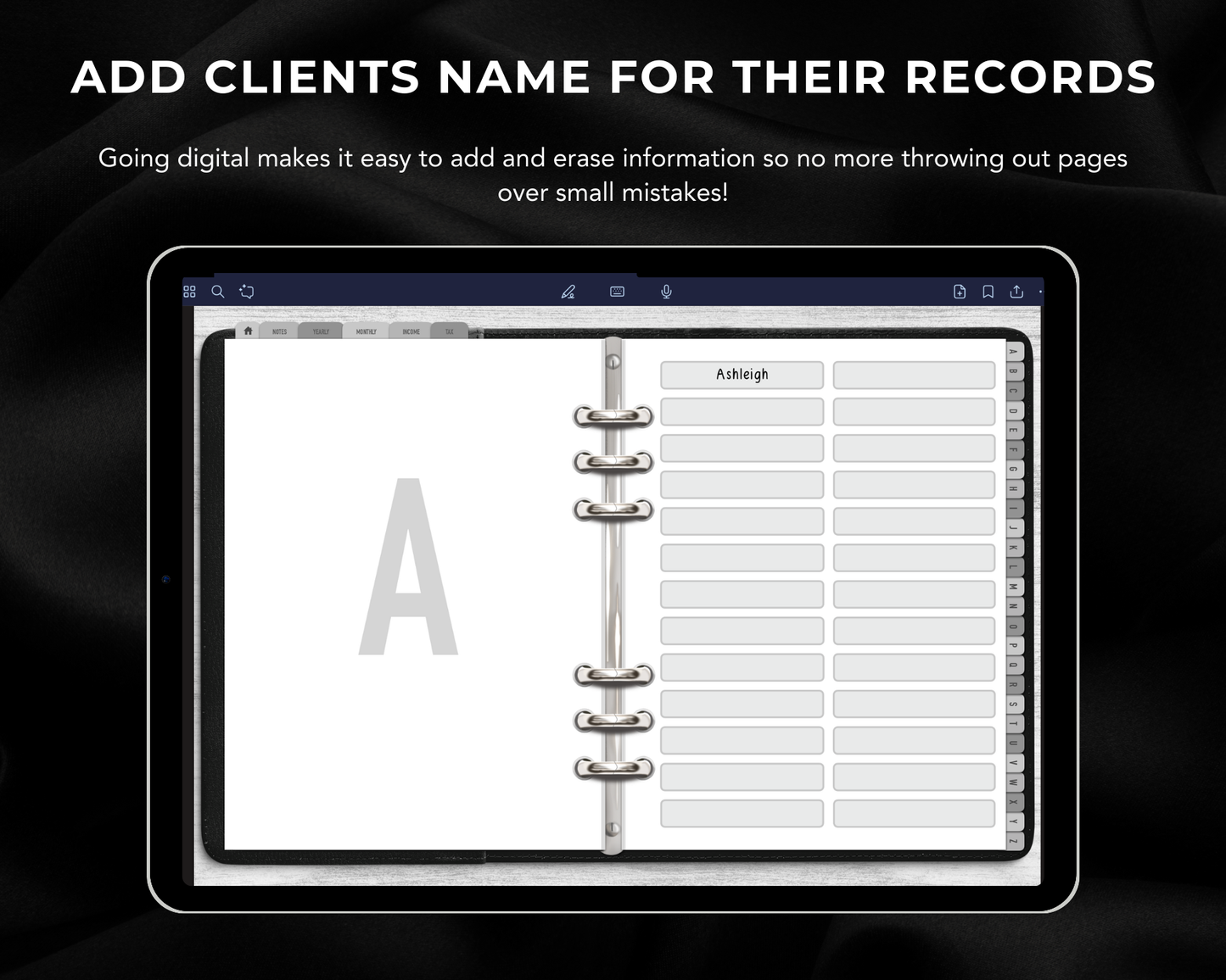 DIGITAL Lash Client Record Book