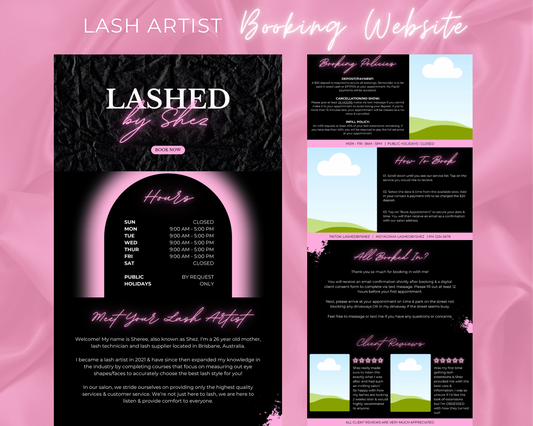 Lash Artist Square/Acuity Booking Website - Canva Template