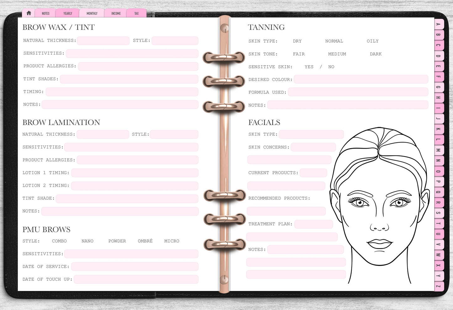 DIGITAL All-In-One Beauty Client Record Book