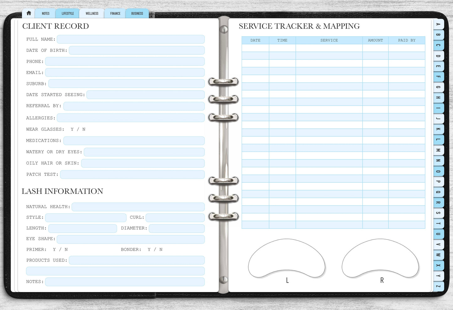 DIGITAL Ultimate Lash Client Record Book