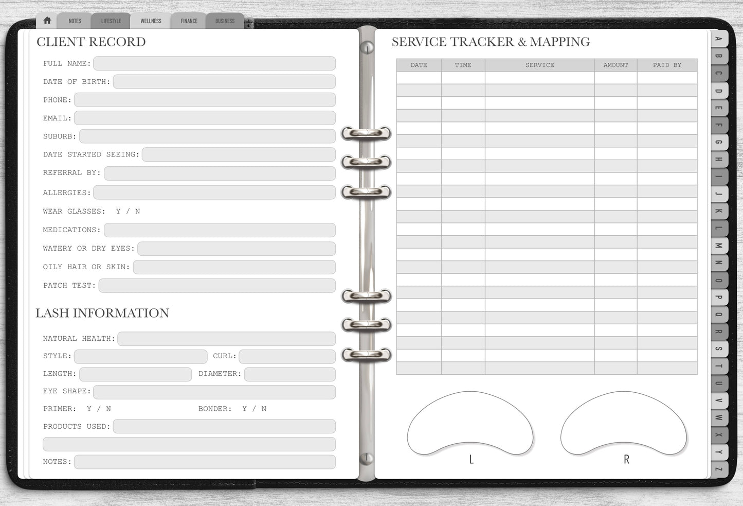 DIGITAL Ultimate Lash Client Record Book