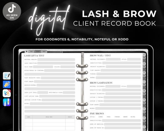 DIGITAL Lash & Brow Client Record Book