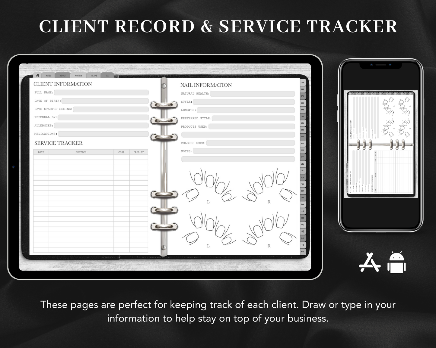 DIGITAL Nail Client Record Book