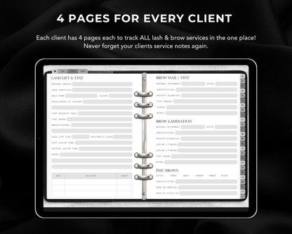 DIGITAL Lash & Brow Client Record Book