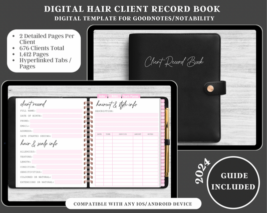 2024 DIGITAL Hair Stylist Client Record Book