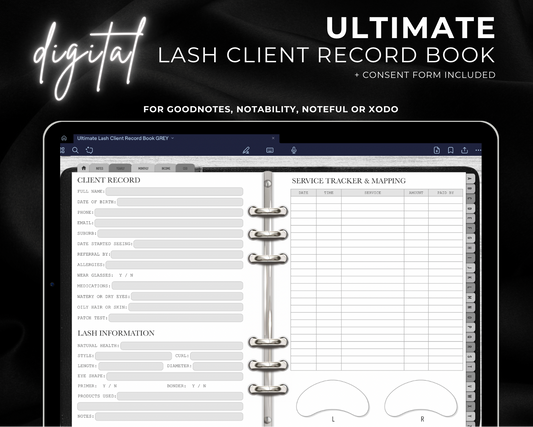 DIGITAL Ultimate Lash Extension Client Record Book