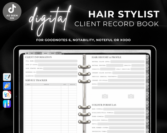 DIGITAL Hair Stylist Client Record Book