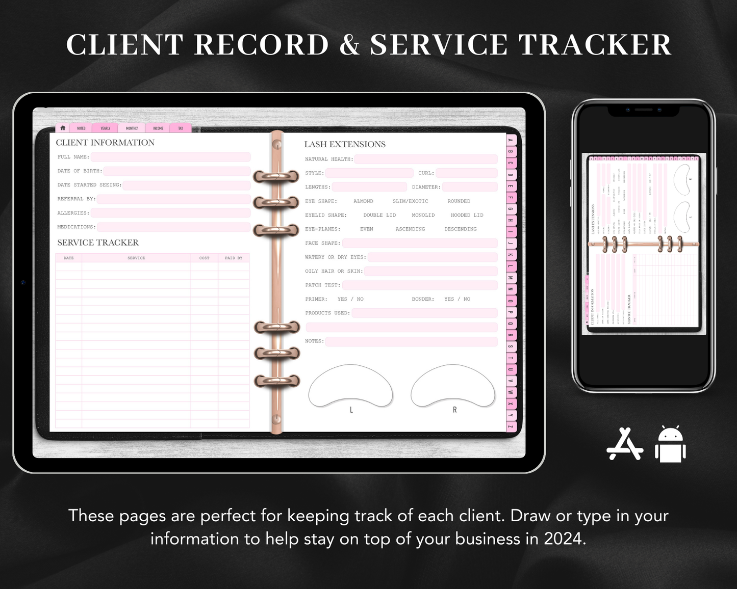 DIGITAL Lash Client Record Book