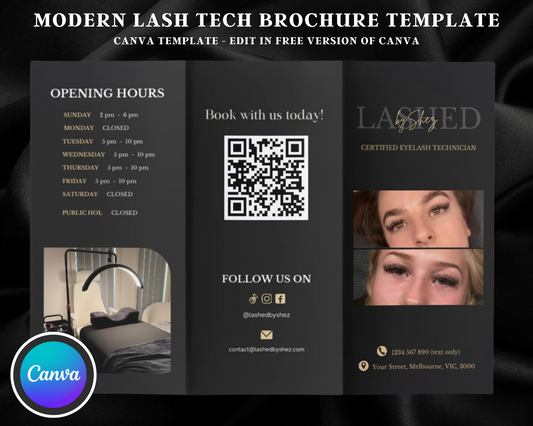 Modern Lash Tech Brochure - Canva Template