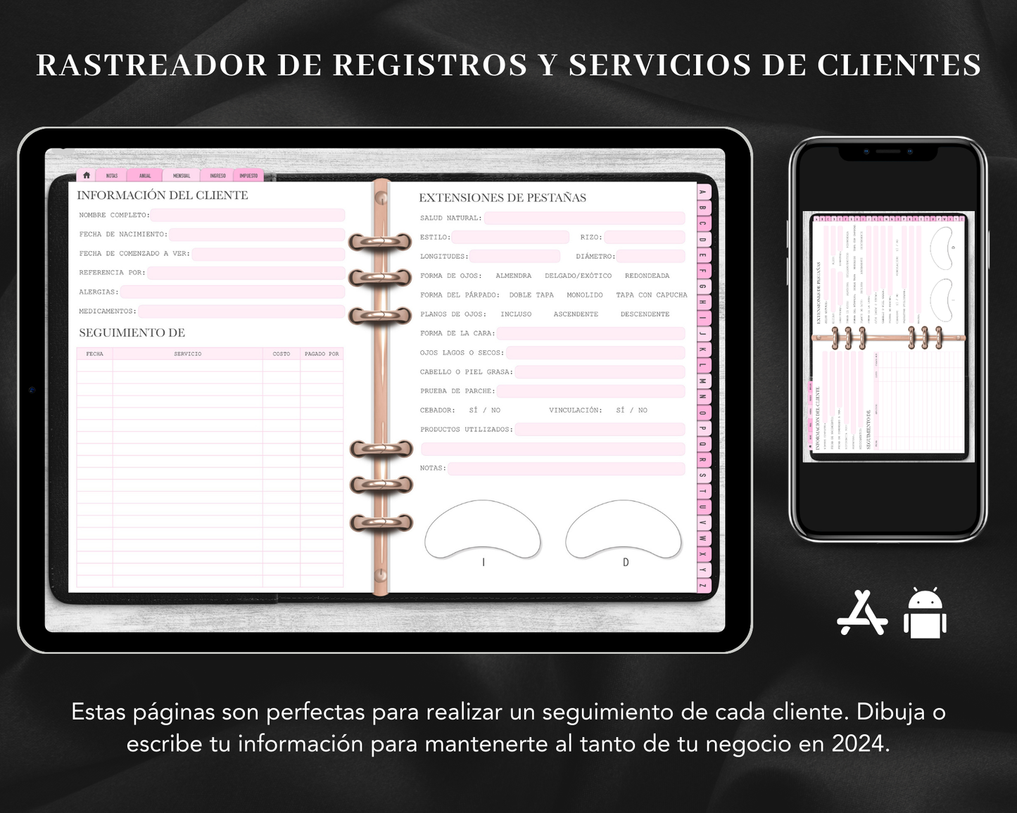 DIGITAL Lash Client Record Book (SPANISH)