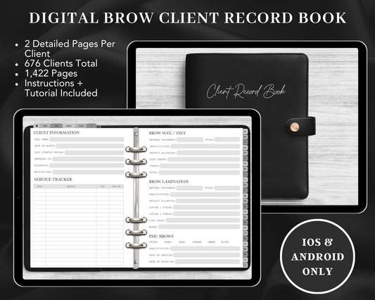 DIGITAL Brow Tech Client Record Book