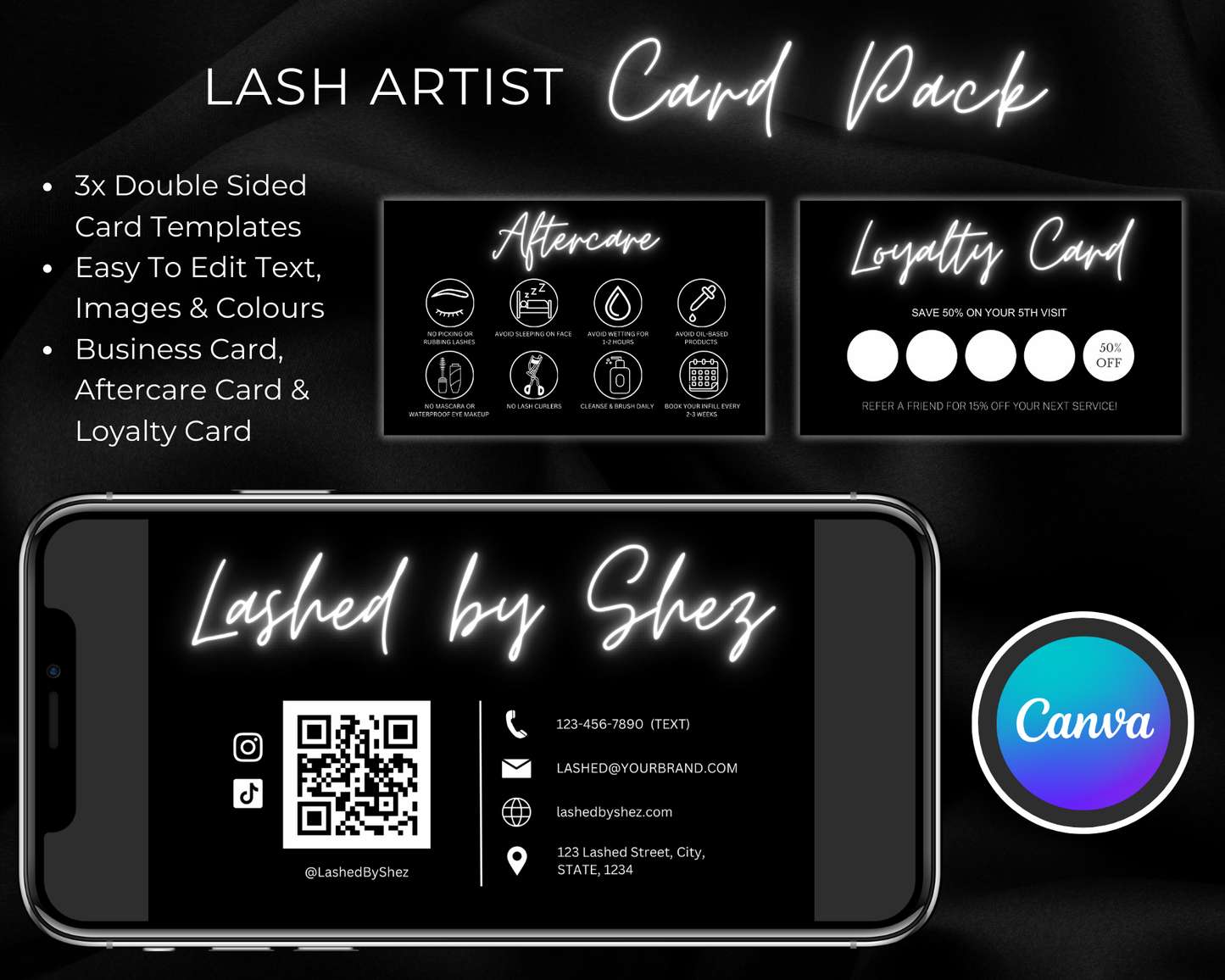 Lash Artist Card Pack - Canva Template