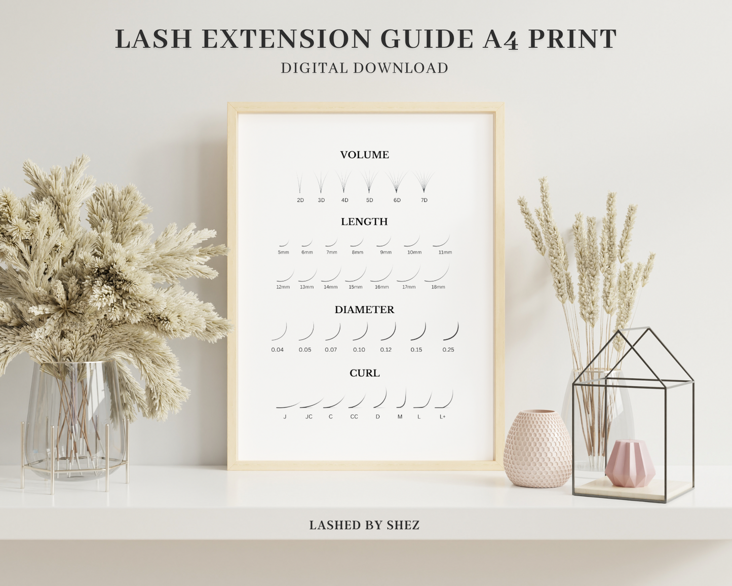 Eyelash Extension Style Guide A4 Print