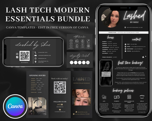 Modern Essentials Lash Tech Bundle - Canva Template