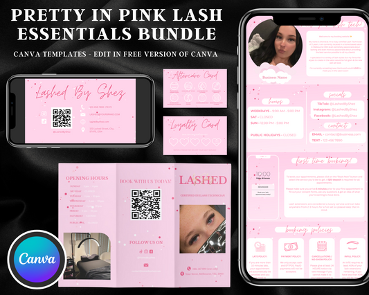 Pretty In Pink Lash Tech Essentials Bundle - Canva Template